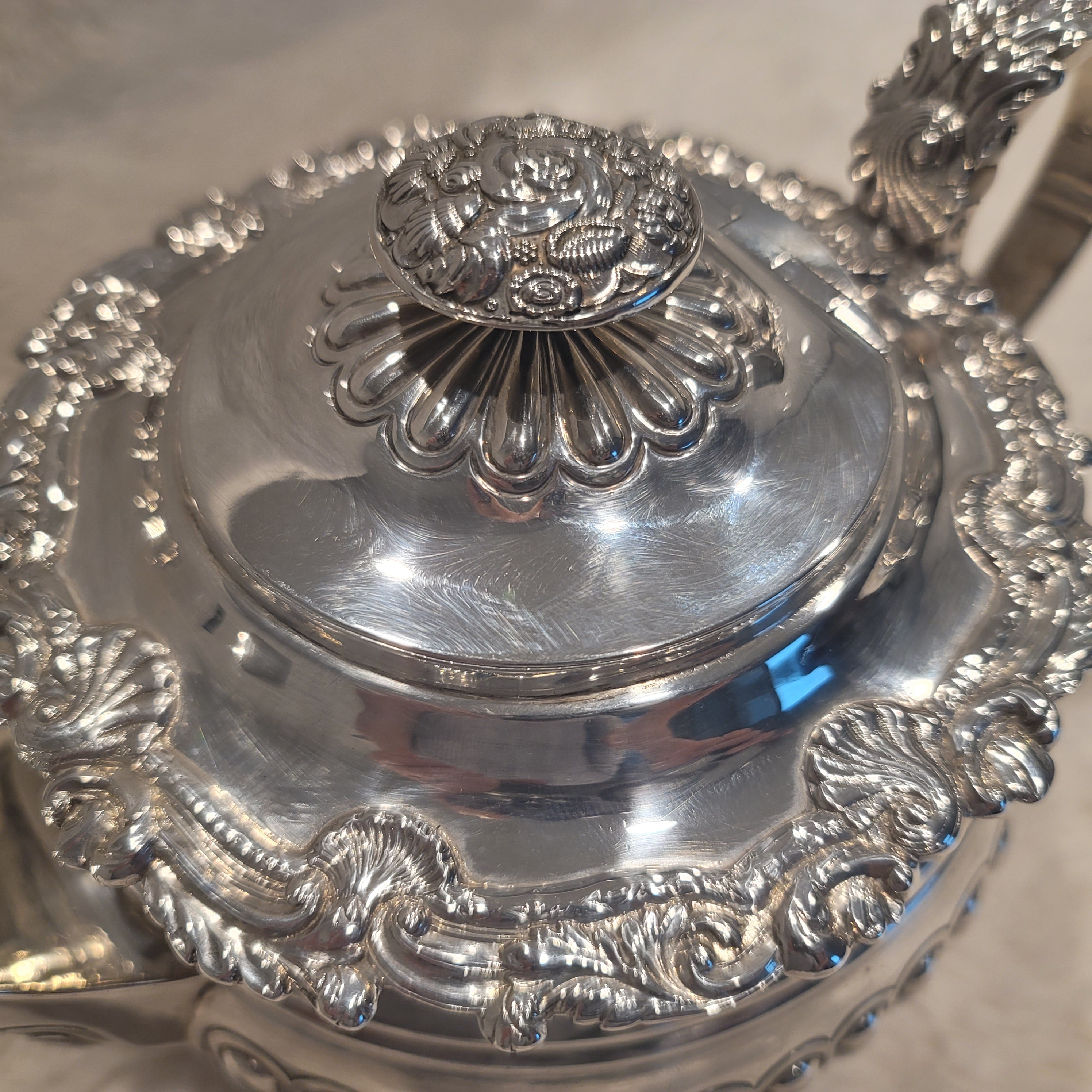 1798 London Georgian Sterling Silver Teapot with 1915 Sugar & Creamer Set – Rare Antique Tea Service  No.SS029