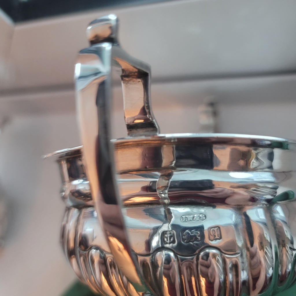 1798 London Georgian Sterling Silver Teapot with 1915 Sugar & Creamer Set – Rare Antique Tea Service  No.SS029