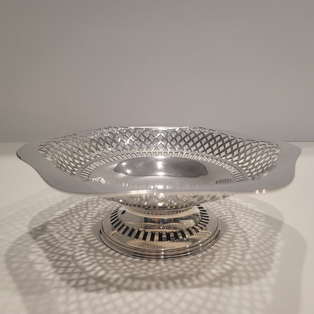 Antique 1911 Joseph Cook Ltd Sterling Silver Pierced Bon Bon Dish, Birmingham Hallmarked, Early George V, Edwardian Style, 183g  No.SS083