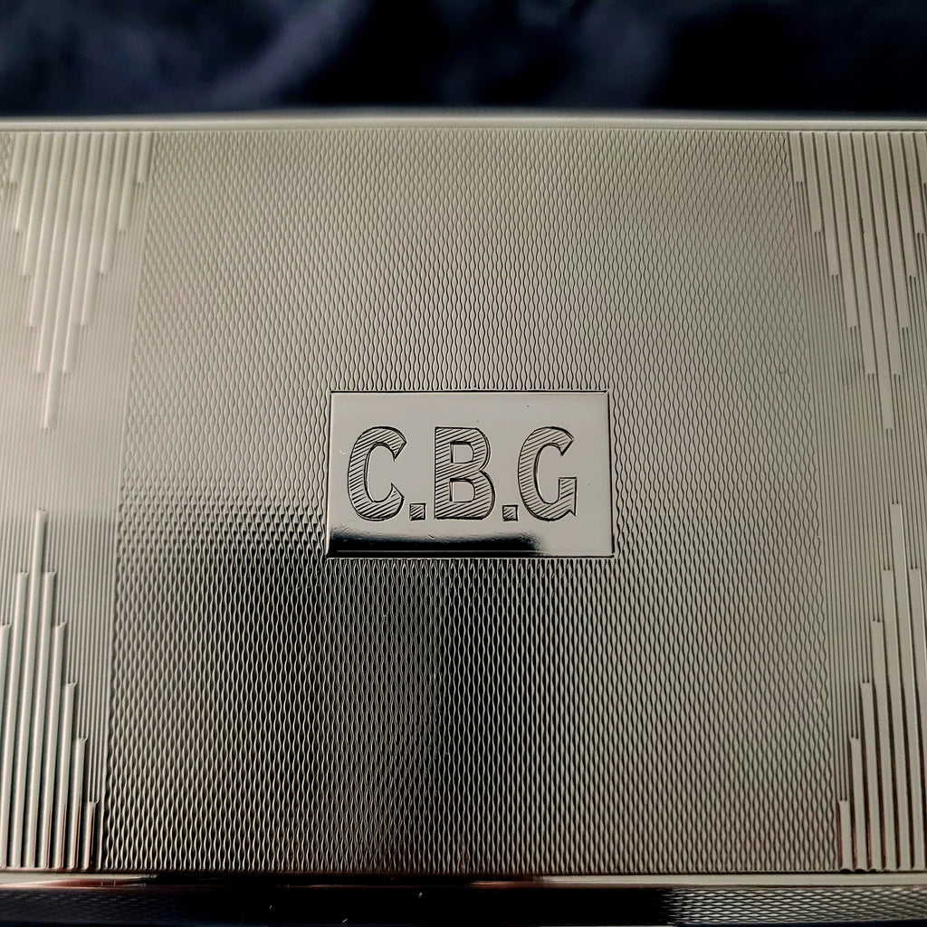 Vintage English Sterling Silver Cigar Box H.BROS Birmingham 1950 Cedar Lined.  No.SS138