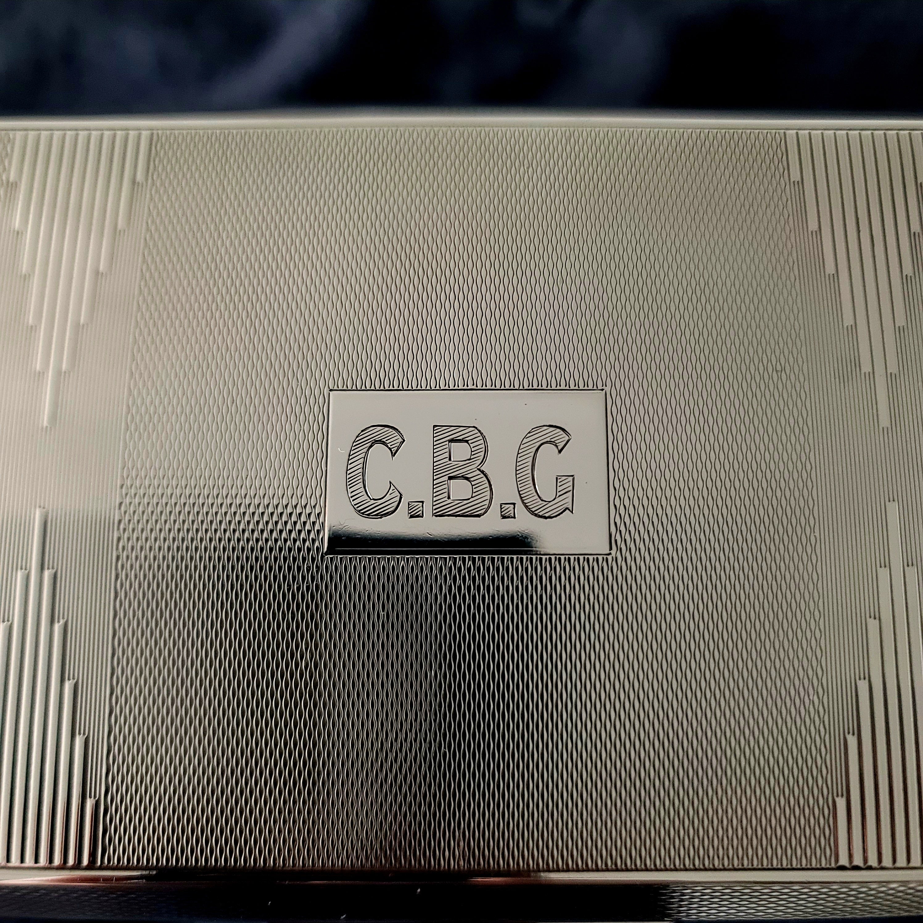 Vintage English Sterling Silver Cigar Box H.BROS Birmingham 1950 Cedar Lined.  No.SS138
