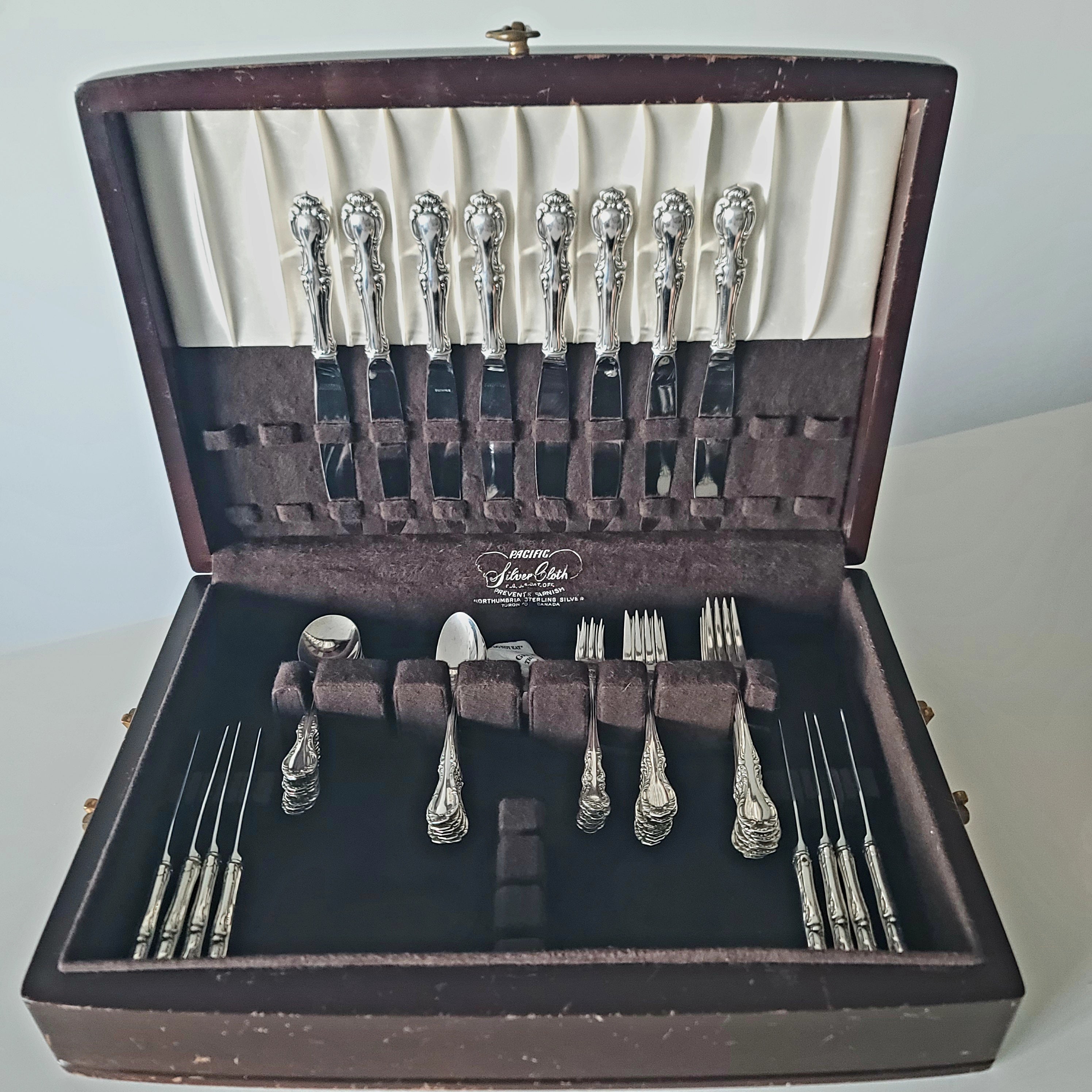 Vintage Northumbria Sterling Silver Flatware Service, 54-Piece Louis XV Set (c.1955) No.SS140