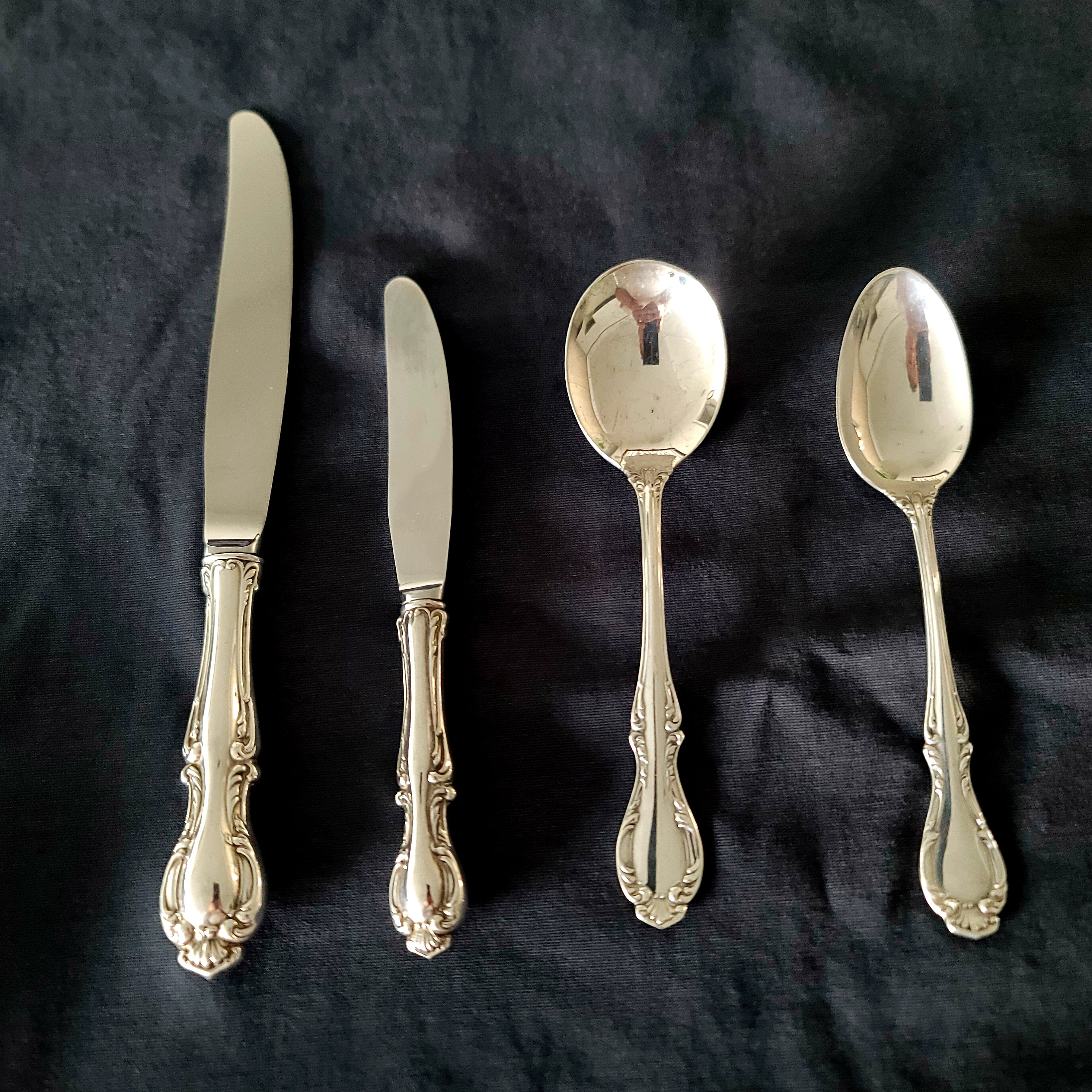 Vintage Northumbria Sterling Silver Flatware Service, 54-Piece Louis XV Set (c.1955) No.SS140