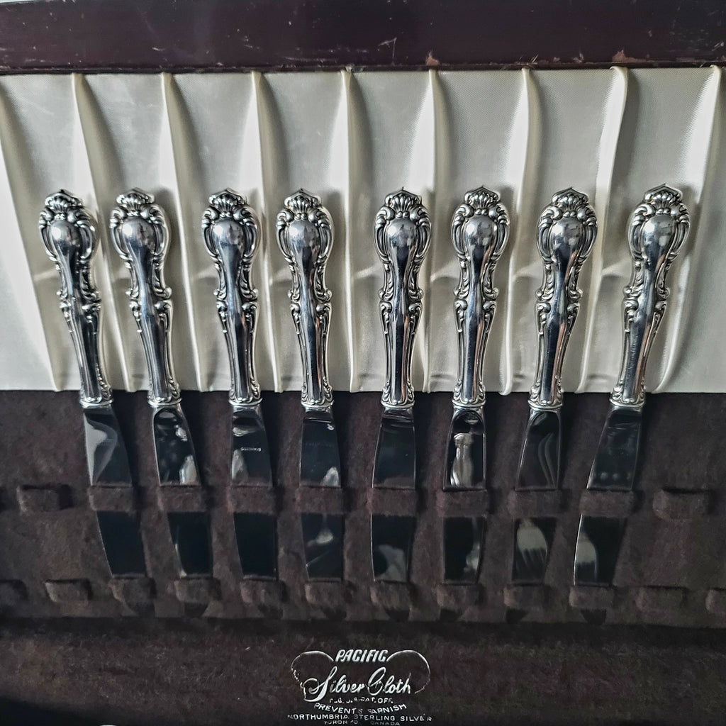 Vintage Northumbria Sterling Silver Flatware Service, 54-Piece Louis XV Set (c.1955) No.SS140