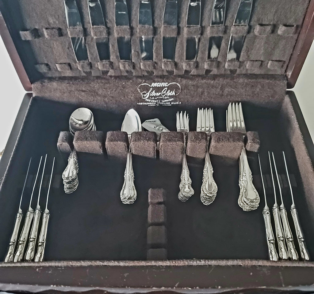 Vintage Northumbria Sterling Silver Flatware Service, 54-Piece Louis XV Set (c.1955) No.SS140