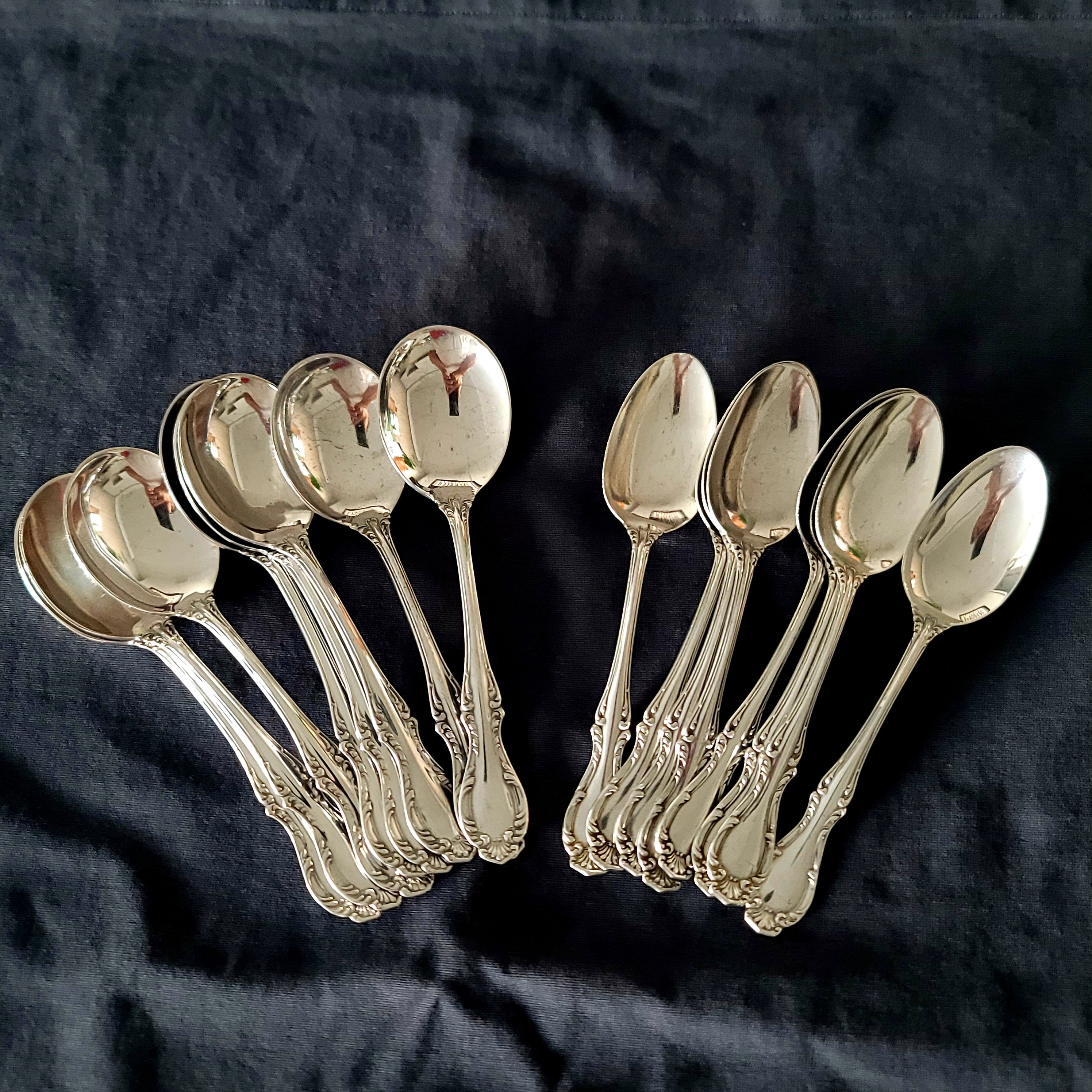 Vintage Northumbria Sterling Silver Flatware Service, 54-Piece Louis XV Set (c.1955) No.SS140