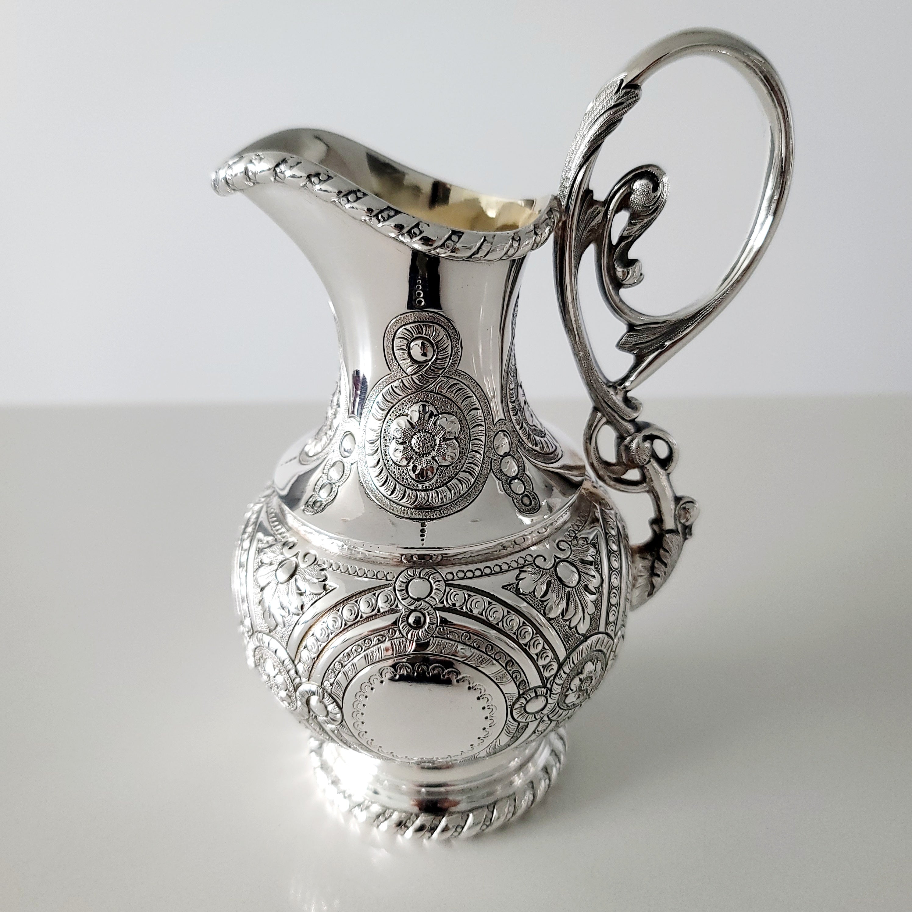 Museum Quality Victorian Silverplate Tea Set | Massive 5 Piece Heavily Engraved Service c1881 | Rare Presentation Piece. No.DS061