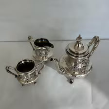 Reed & Barton Silver Plated Tea Set: 1897 Victorian Floral Design. No.DS038
