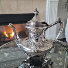 Reed & Barton Silver Plated Tea Set: 1897 Victorian Floral Design. No.DS038