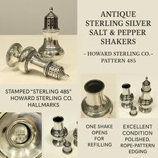 A pair of sterling silver salt and pepper shakers made by Gorham Manufacturing Co. No.SS141