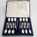 George V Sterling Silver Teaspoon Set: Antique London & Sheffield Flatware in Box. No.SS084