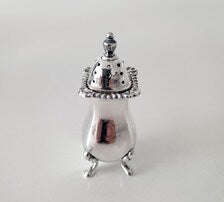 Antique Sterling Silver Condiment Set: Birmingham 1928, Blue Glass Liner, Original Box. No.SS077