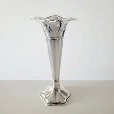 1915 Birmingham Sterling Silver Vase: Pierced Floral Rim, WWI Era. No.SS080