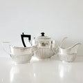Antique Birks Sterling Silver Tea Set: Ribbed Art Deco Design. No.SS031