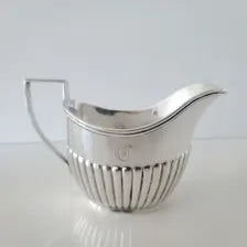 Antique Birks Sterling Silver Tea Set: Ribbed Art Deco Design. No.SS031