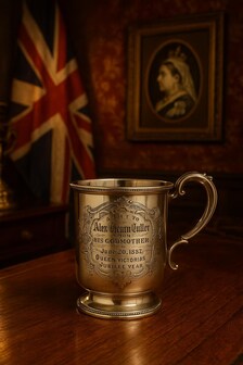 Victorian Sterling Silver Mug: 1883 George Unite, Queen Victoria Jubilee. No.SS030