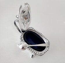 Antique Sterling Silver Condiment Set: Birmingham 1928, Blue Glass Liner, Original Box. No.SS077