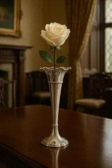 1915 Birmingham Sterling Silver Vase: Pierced Floral Rim, WWI Era. No.SS080