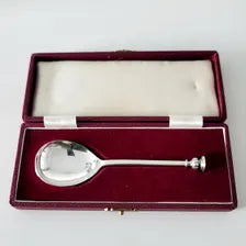 1968 London Sterling Silver Crown Finial Spoon, CJ Vander, Boxed Commemorative Gift.  No.SS041