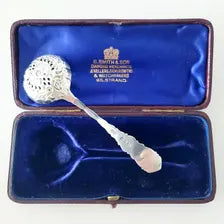 Victorian Sterling Silver Sugar Sifter Spoon: 1894 Birmingham, Original Box. No.SS038