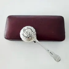 Victorian Sterling Silver Sugar Sifter Spoon: 1894 Birmingham, Original Box. No.SS038