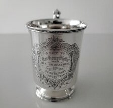 Victorian Sterling Silver Mug: 1883 George Unite, Queen Victoria Jubilee. No.SS030