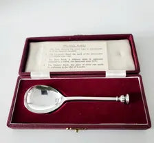 1968 London Sterling Silver Crown Finial Spoon, CJ Vander, Boxed Commemorative Gift.  No.SS041