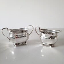 Antique Sterling Silver Sugar & Creamer Set: Atkin Brothers, Sheffield 1927. No.SS043