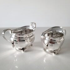 Antique Sterling Silver Sugar & Creamer Set: Atkin Brothers, Sheffield 1927. No.SS043