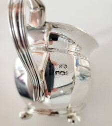 Antique Sterling Silver Sugar & Creamer Set: Atkin Brothers, Sheffield 1927. No.SS043