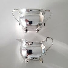 Antique Sterling Silver Sugar & Creamer Set: Atkin Brothers, Sheffield 1927. No.SS043