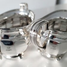 Antique Sterling Silver Sugar & Creamer Set: Atkin Brothers, Sheffield 1927. No.SS043