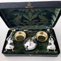 Antique Sterling Silver Condiment Set: Chester & Birmingham Silversmiths, Original Box. No.SS047