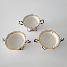 Antique William B. Kerr Sterling Silver Openwork Bowls with Lenox Inserts, Set of 4.  No.SS045