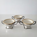 Antique William B. Kerr Sterling Silver Openwork Bowls with Lenox Inserts, Set of 4.  No.SS045