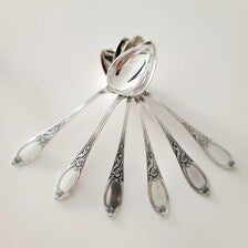 Art Nouveau Silver Plated Teaspoon Set: Ernest Jones, London, Original Box. No.DS046