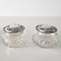 Edwardian Sterling Silver & Cut Crystal Vanity Jars - Birmingham 1904. No.SS048
