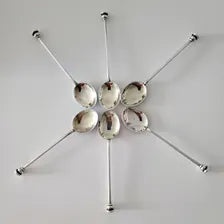 Art Deco Enamel Sterling Silver Demitasse Spoons - Birmingham 1935/36 - Set of 6. No.SS049