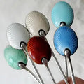 Art Deco Enamel Sterling Silver Demitasse Spoons - Birmingham 1935/36 - Set of 6. No.SS049