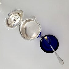 Antique Sterling Silver Condiment Set: Chester & Birmingham Silversmiths, Original Box. No.SS047