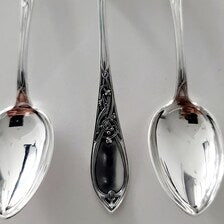 Art Nouveau Silver Plated Teaspoon Set: Ernest Jones, London, Original Box. No.DS046