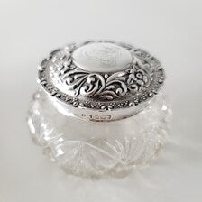 Edwardian Sterling Silver & Cut Crystal Vanity Jars - Birmingham 1904. No.SS048