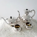 Vintage Sheffield Silver Plate Tea Coffee Set: James Dixon & Sons, Floral Engraved, 1930s. No.DS037