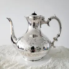 Vintage Sheffield Silver Plate Tea Coffee Set: James Dixon & Sons, Floral Engraved, 1930s. No.DS037