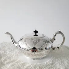 Vintage Sheffield Silver Plate Tea Coffee Set: James Dixon & Sons, Floral Engraved, 1930s. No.DS037