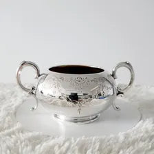 Vintage Sheffield Silver Plate Tea Coffee Set: James Dixon & Sons, Floral Engraved, 1930s. No.DS037