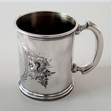 19th Century Sterling Silver Baby Cup: Whiting Mfg. Floral Engraving, 1883. No.SS086