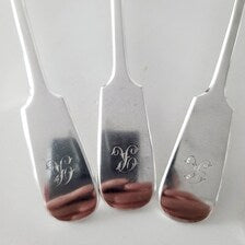 1916 Elkington & Co. Sterling Silver Spoons: George V Fiddle Pattern, Set of 6. No.SS070