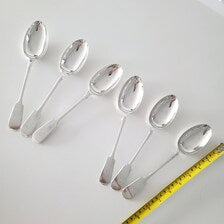 1916 Elkington & Co. Sterling Silver Spoons: George V Fiddle Pattern, Set of 6. No.SS070