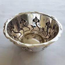 Art Nouveau Silver Plated Bowl: Embossed Floral Design, Made in England. No.DS035